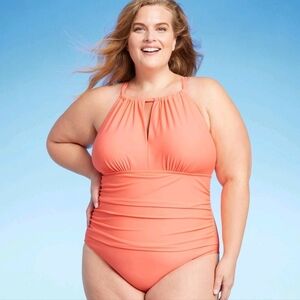 Women's Full Coverage Tummy Control High Neck Halter 1 Piece Swimsuit  22